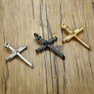 New Fashion Arrow Necklace for Men Black Metal Punk POP Cross Pendant Necklace Trendy Simple Chain Jewelry Gift collar hombre