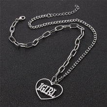Load image into Gallery viewer, High Polished IGIRL Heart Necklace I GIRL Stainless Steel Heavy Duty Gothic Streetwear Bead Chain Choker Necklace Bijoux Femme