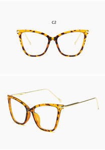 Sexy Red Eyeglasses Frame Women Cat Eye Glasses Clear Lens Sunglasses Frame Fashion Spectacles Oversized Eyewear Metal Legs