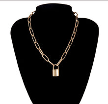 Load image into Gallery viewer, Punk Simple Padlock Pendant Necklace Hip Hop Lock Necklaces for Women Gold/Silver Color Chunky Necklace Chain on the Neck