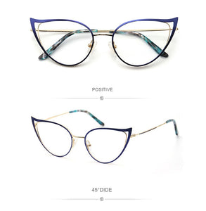 Optical Fashionable Women's Prescription Glasses Luxury Brand Fake Glasses Cat Eye Female Round Eyeglasses With Frame YINSQER