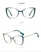 Load image into Gallery viewer, QPeClou Unique Vintage Cat Eye Glasses Women  Retro Metal Cateye Eyeglasses Frames Female Clear lens Optical Oculos Gafas