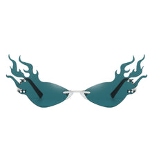 Load image into Gallery viewer, Luxury Flame Sunglasses Women Rimless Bat Sun Glasses Tears Shades Eyeglass Vintage Feather Sunglass Fire Shape Eyewear