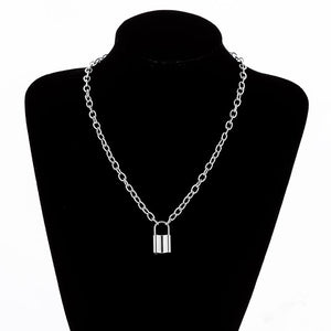 Multilayer Lock Chain Necklace Punk 2020 Padlock Key Pendant Necklace Women Girl Fashion Gothic Party Jewelry