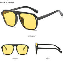 Load image into Gallery viewer, Oversized Square Sunglasses Women Retro Nail Decoration Blue Yellow Clear Lens Men Fashion Outdoor Driving Sun Glasses