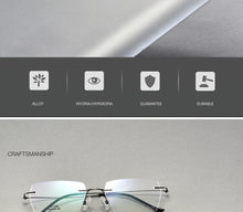 Carica l&#39;immagine nel visualizzatore di Gallery, Titanium Alloy Screwless Eyewear Rimless Men Glasses Frame Ultralight Square Eyeglasses Myopia Prescription Spectacles Frameless