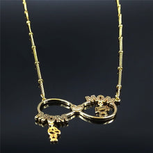 Load image into Gallery viewer, Mom Son Daughter Stainless Steel Zircon Copper Chain Necklace for Women Golod Color Statement Necklaces Jewelry bijoux N96S01
