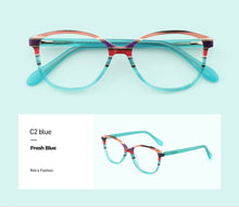 Load image into Gallery viewer, CHIARI Spring Hinges Prescription Lens Medical Optical Eyeglass Woman Frame Stripes Colorful Navy Red Italy Design W-CORRU