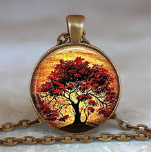 Load image into Gallery viewer, Tree Of Life Glass Cabochon Statement Necklace &amp; Pendant Jewelry Vintage Charm Chain Choker Steampunk Jewelry Gift for Women