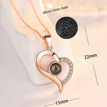 Load image into Gallery viewer, 100 Languages Love Necklace Heart Pendant Wedding Romantic I Love You Projection Necklace for Women Girl Friend Ladies Gifts