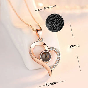 100 Languages Love Necklace Heart Pendant Wedding Romantic I Love You Projection Necklace for Women Girl Friend Ladies Gifts