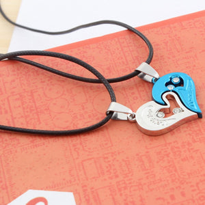 1 pair Fashion Couple Heart Shape I Love You Pendant Necklace Unisex Lovers Couples Jewelry Fashion Gift Accessories