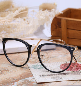 Transparent Glasses Frame Women Cat Eye Glasses Frames for Women Fake Eyeglasses Frames Metal Optical Frame for Womens