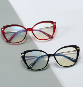 Plastic Titanium Anti Blue Glasses Frames Cat Eye Women Optical Fashion Computer Glasses