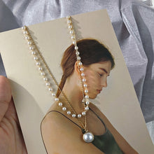 Carica l&#39;immagine nel visualizzatore di Gallery, 2020 Kpop Double layer Chain Gold fashion Choker cute romantic women pearl pendant necklace girl jewelry Collar