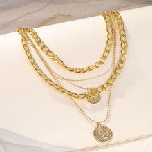 Load image into Gallery viewer, Punk Vintage Layered Portrait Coin Pendan Necklace Set Chunky Thick Cuban Link Chains Choker Necklaces For Women Jewlery