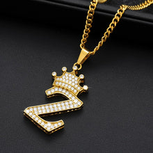 Load image into Gallery viewer, Crystal Zircon Alphabet Pendant Necklaces For Women Men Crown Initial Letter Necklace Hip Hop Gold Chain Jewelry Collier Bijoux
