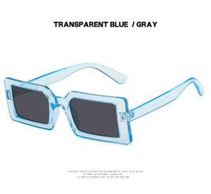Trendy Rectangle Sunglasses Women Green Fluorescent Street Shot Eyewear Black Thick Frame Fashion Female Cool Sun Glasses