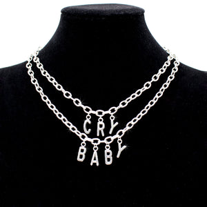 2020 Women Streetwear CRY BABY Necklace two layers Gothic Letter Name Necklace Collar Gato Collier Femme Babygirl Necklace Gifts