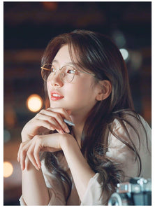 Anti Blue Light Glasses Women Titanium Frame Round Clear Computer Glasses Photochormic Optical Eyeglasses  New BF1820