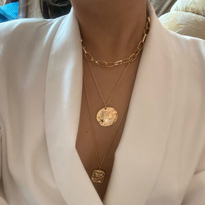 17KM Fashion Multi Layer Lock Portrait Pendants Necklaces For Women Gold Metal Key Heart Necklace New Design Jewelry Gift