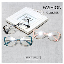 Load image into Gallery viewer, QPeClou Unique Vintage Cat Eye Glasses Women  Retro Metal Cateye Eyeglasses Frames Female Clear lens Optical Oculos Gafas