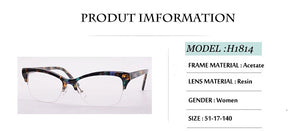Ladies Cat Eye Optical Glasses Frame Semi-Frame Prescription Myopia Presbyopia Spectacles Women Half Frame Acetate Eyeglasses