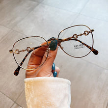 Load image into Gallery viewer, 2022 New Fashion Brand Clear Lens Round Anti-blue Light Eyeglasses For Women Tetro Elegant Computer Myopia Glasses Gold Leopard