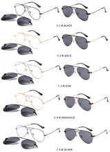 Load image into Gallery viewer, metal clip on aviation sunglasses small size optical glasses frame with magnetic removable polarized sun glasses lens 3042