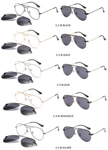 metal clip on aviation sunglasses small size optical glasses frame with magnetic removable polarized sun glasses lens 3042