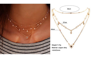 2020 Gold Long Chain Necklace Chokers For Women Multilayer Geometric Cross Pendant Necklaces Boho Maxi Statement Party Jewelry