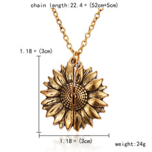 Load image into Gallery viewer, 2020 Gold Silver Color Open Locket Necklace Engraved You Are My Sunshine Sunflower Pendant Necklace Unique Party Jewelry Gift