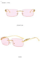 Load image into Gallery viewer, Fashion Rimless Rectangle Sunglasses Women Retro Cheetah Decoration Clear Ocean Lens Eyewear Men Sun Glasses Shades UV400
