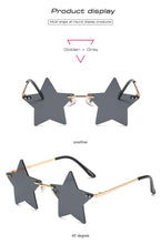 Carica l&#39;immagine nel visualizzatore di Gallery, Vintage Unique Star Shape Mirror Rimless Sunglasses Women Fashion Clear Ocean Lens Eyewear Men Trending Sun Glasses Shades