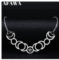 Load image into Gallery viewer, AFAWA Forest Goddess Stainless Steel Chain Necklace for Women Silver Color Statement Necklace Jewelry cadenas mujer N3323S02