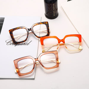 Vintage Glasses Women Men Square Clear Glasses Optical Eyeglasses Frame Transparent Lens Spectacle Frame NOT Anti Blue Light
