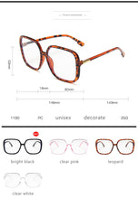Load image into Gallery viewer, Vintage Oversized Square Glasses Frame Women 2022 New Retro Big Eyeglasses Female Clear Lens Optical Spectacles Transparent
