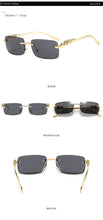 Load image into Gallery viewer, Fashion Rimless Rectangle Sunglasses Women Retro Cheetah Decoration Clear Ocean Lens Eyewear Men Sun Glasses Shades UV400