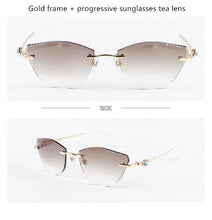 Load image into Gallery viewer, β Titanium Myopia Sunglasses Ladies Rimless Diamond Butterfly Frame Flat Lens Progressive With Prescription Diopter Astigmatism