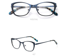 Load image into Gallery viewer, Square rectangular cat eye eyeglasses frame metal transparent small narrow glasses Women diopters customizable fashion luxury
