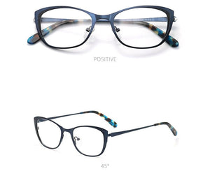 Square rectangular cat eye eyeglasses frame metal transparent small narrow glasses Women diopters customizable fashion luxury