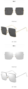 New Fashion Lady Oversize Half Frame Occhiali da sole quadrati in metallo Occhiali da donna di lusso oculos de sol feminino Occhiali da sole 