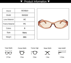 Retro Small Frame Polygon Cat Eyes Women Sunglasses Brand Designer Fashion Cheetah Decoration Ladies Sun Glasses UV400