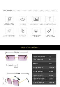 2022 Retro Sunglasses Women Brand Designer Fashion Rimless Gradient Sun Glasses Shades Cutting Lens Ladies Frameless Eyeglasses