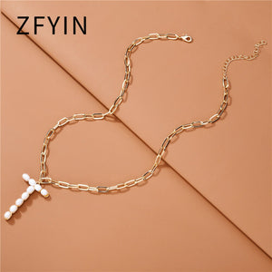 ZFYIN 2020 New Trendy Jewelry Fresh Water Pearl Alphabet Letters Initials  Pendant Necklaces for Women