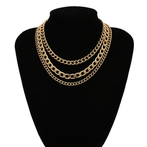 Punk Metal Multi layer Thick Chain Choker Necklace For Women Men Goth Fashion Night Club Jewelry Female Chocker Collier