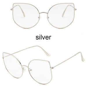 Oversized Clear Glasses Women Big Cat Eye Spectacle Frame Retro Female Metal Frame Fake Glasses Transparent Eyewear Oculos