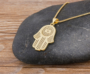 2020 Dropshipping Hamsa Evil Eye Necklace For Women Collares  Colorful Palm Fatima Necklace Best Party Birthday Jewelry Gift