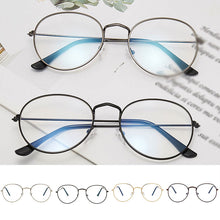 Load image into Gallery viewer, Flat Mirror Metal Eyewear Women Girls Solid Color Decorative Glasses Metal Round Spectacle Frame Fashion Retro Glasses Frame