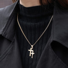 Load image into Gallery viewer, Cross Crucifix Clear Crystal Pendant Necklace for Men Women 585 Rose Gold Prayer Jesus Snail Link Chain Wholesale Jewelry GPM26